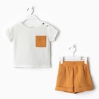 Костюм (футболка и шорты ) детский KAFTAN "Муслин", р.30 (98-104 см) белый/горчичный - Фото 5