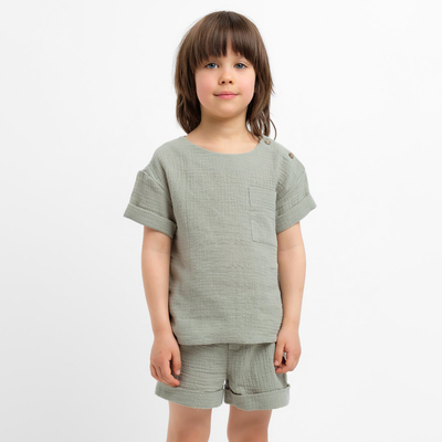 Костюм (футболка и шорты ) детский KAFTAN "Муслин", р.26 (80-86см) зелёный