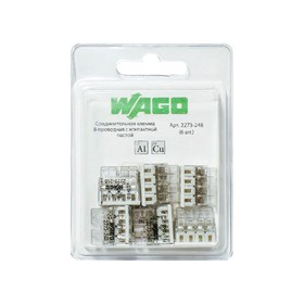 Соединительная клемма WAGO 8-ми проводная с пастой (2273-248) 6 шт. в блистере
