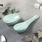 Ложка фарфоровая с подставкой Bolla menta, 15×6 см, h=4,5 см - фото 22181637