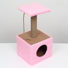 Домик для животных, с когтеточкой и полкой, джут, 32 х 32 х 64, розовый - Фото 4