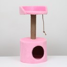 Дом для кошек с когтеточкой, с лежаком, круглый, 35 х 35 х 70 см, розовый - Фото 2