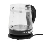 Чайник электрический Kitfort KT-656, стекло, 1.5 л, 2200 Вт, регулировка t°, чёрно-серебр. - фото 9057156