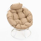 Кресло "Папасан" мини, с бежевой подушкой белое, 81х68х77см - Фото 2