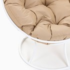 Кресло "Папасан" мини, с бежевой подушкой белое, 81х68х77см - Фото 3