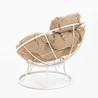 Кресло "Папасан" мини, с бежевой подушкой белое, 81х68х77см - Фото 4
