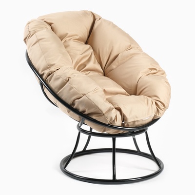 Кресло «Пончик», 55×40×61 см, с бежевой подушкой, коричневое