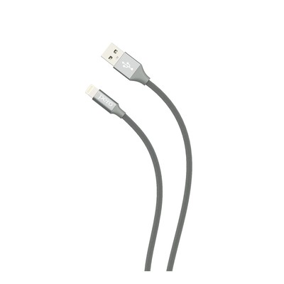 Кабель PERO DC-02, Lightning - USB, 2,4 А, 1 м, тканевая оплетка, серый