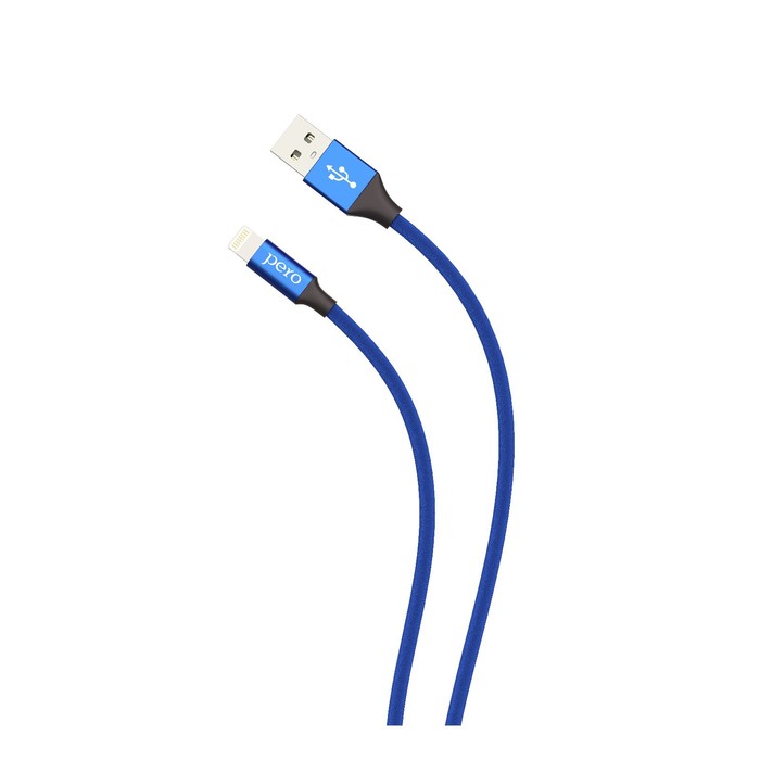 Кабель PERO DC-02, Lightning - USB, 2,4 А, 1 м, тканевая оплетка, синий - фото 51462363