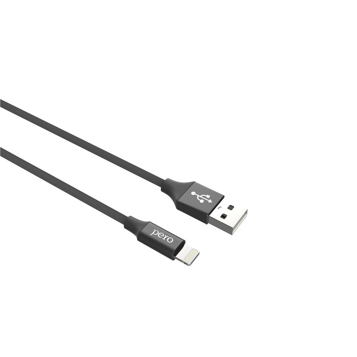 Кабель PERO DC-02, Lightning - USB, 2,4 А, 1 м, тканевая оплетка, черный - фото 51462368