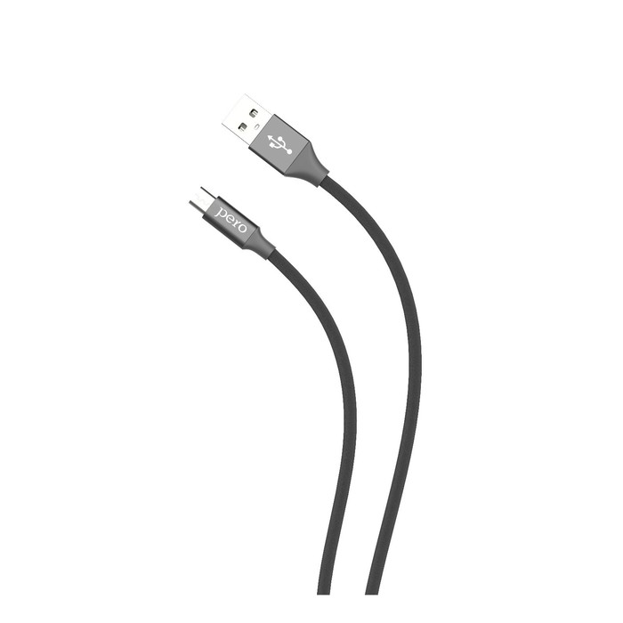 Кабель PERO DC-02, microUSB - USB, 2 А, 1 м, тканевая оплетка, черный - фото 51462387