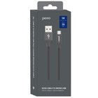 Кабель PERO DC-02, microUSB - USB, 2 А, 1 м, тканевая оплетка, черный 9605954 - фото 14180368
