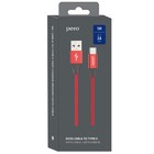 Кабель PERO DC-02, Type-C - USB, 3 А, 1 м, тканевая оплетка, красный 9605955 - фото 14678440
