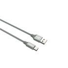 Кабель PERO DC-02, Type-C - USB, 2 А, 1 м, тканевая оплетка, серый 9605956 - фото 14180370