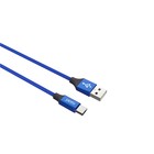 Кабель PERO DC-02, Type-C - USB, 3 А, 1 м, тканевая оплетка, синий - фото 51462404 Кабель PERO DC-02, Type-C - USB, 3 А, 1 м, тканевая оплетка, синий - фото 51462404
