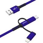 Кабель 3 в 1 PERO DC-06 Universal, USB - microUSB/Lightning/Type-C, 3 А, 1 м, синий 9605961 - фото 10449115