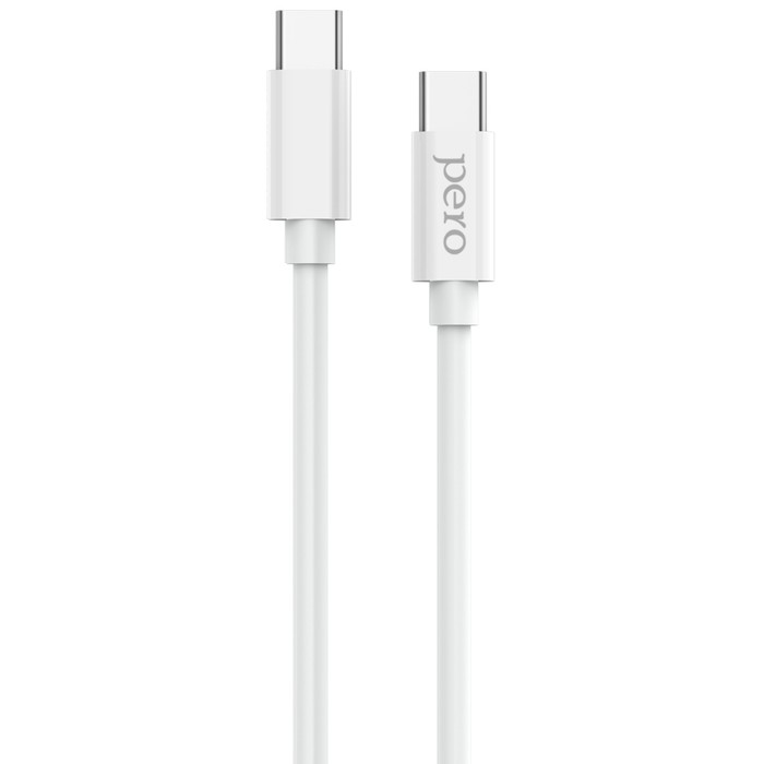Кабель PERO DC-08 PD, Type-C - Type-C, 3 А, 20 Вт, 1 м, быстрая зарядка, белый - Фото 1