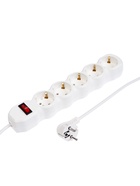 Удлинитель Luazon Lighting ECO, 5 розеток, 5 м, 10 А, 2200 Вт, ПВС 3×0.75 мм2, с заземлением, белый - Фото 2