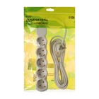 Удлинитель Luazon Lighting ECO, 5 розеток, 5 м, 10 А, 2200 Вт, ПВС 3×0.75 мм2, с заземлением, белый - Фото 8