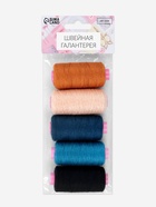 Нитки джинсовые №3, 20/3, 300 м, набор 5 шт., разноцветные - фото 60814145