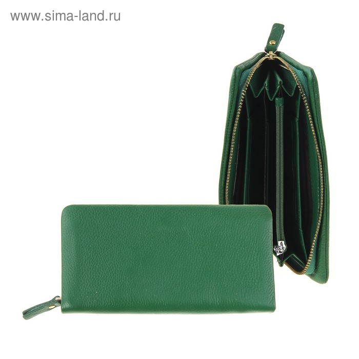 Кошелек женский "Сьюзи" 6 отделов, отдел для кредиток, зеленый - Фото 1