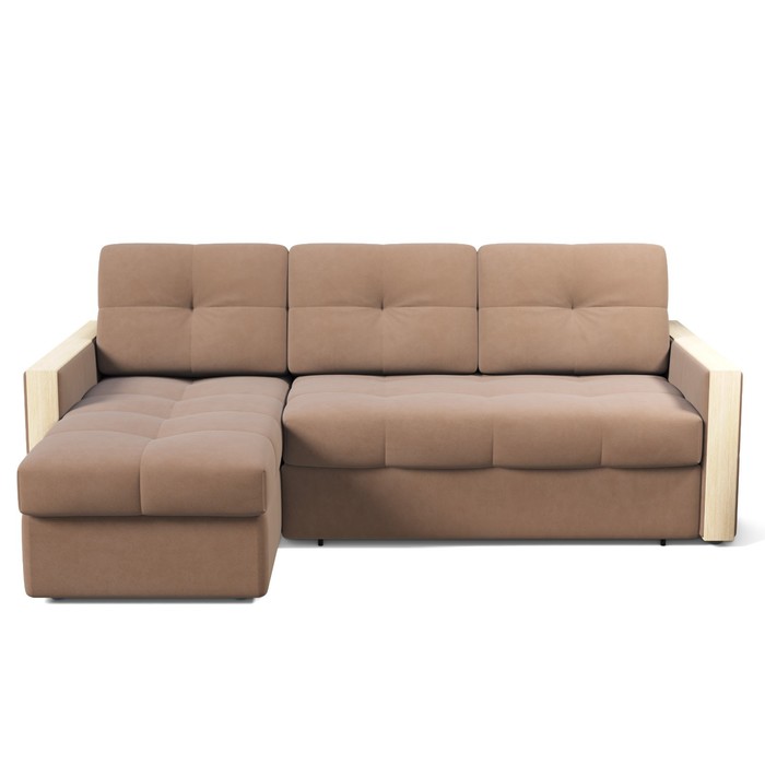 Угловой диван «Ричмонд», механизм тик-так, универсальный, велюр, катания латте / сизая ель