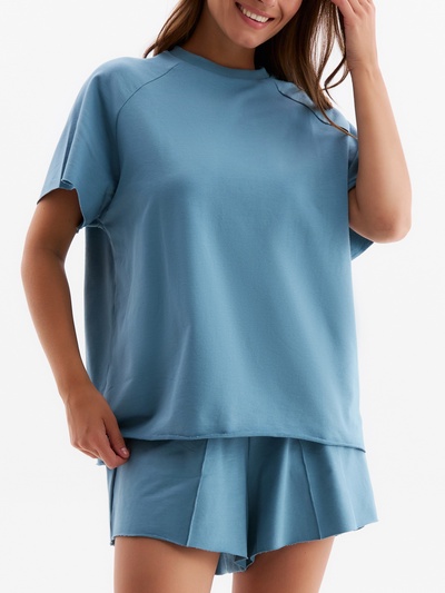 Костюм спортивный женский: футболка, шорты, MINAKU: Casual Collection, пепельный, размер 44
