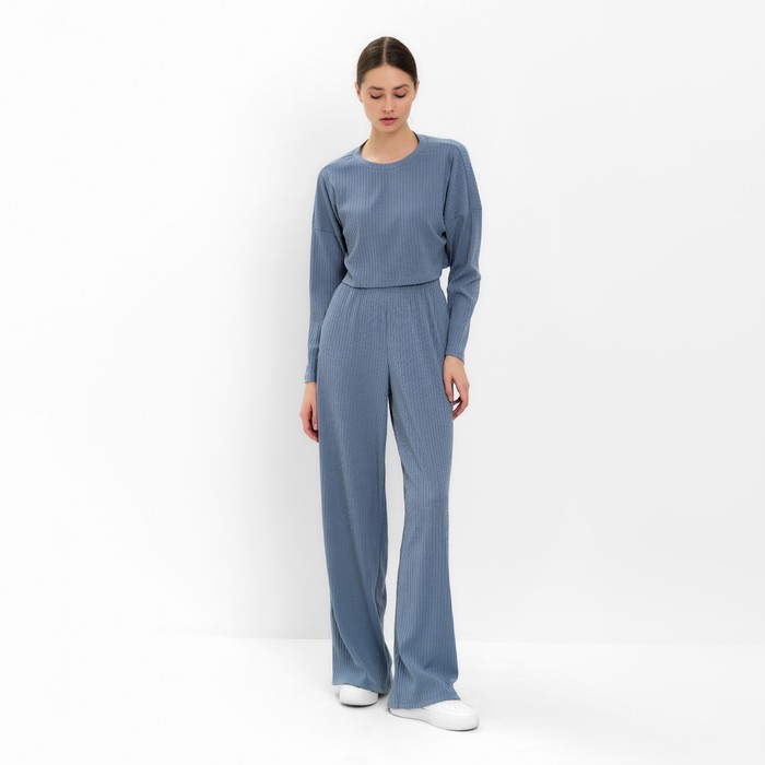 Костюм женский (лонгслив, брюки) MINAKU: Casual Collection, серо-голубой, размер 42 - Фото 1