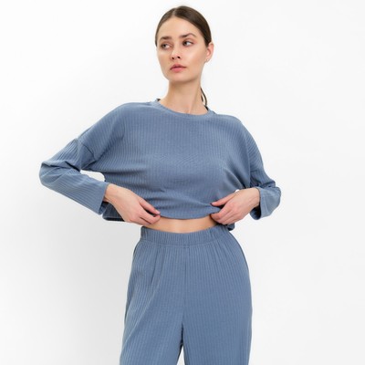 Костюм женский (лонгслив, брюки) MINAKU: Casual Collection, серо-голубой, размер 44