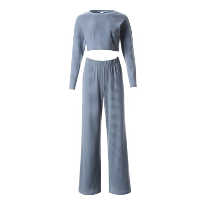 Костюм женский (лонгслив, брюки) MINAKU: Casual Collection, серо-голубой, размер 44