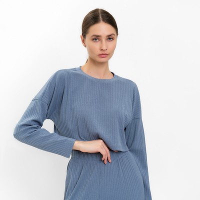 Костюм женский (лонгслив, брюки) MINAKU: Casual Collection, серо-голубой, размер 46