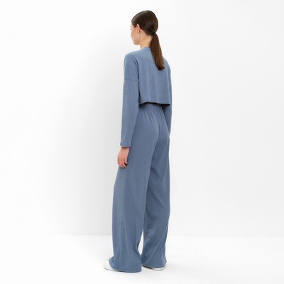 Костюм женский (лонгслив, брюки) MINAKU: Casual Collection, серо-голубой, размер 46