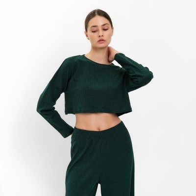 Костюм женский (лонгслив, брюки) MINAKU: Casual Collection, зелёный, размер 46