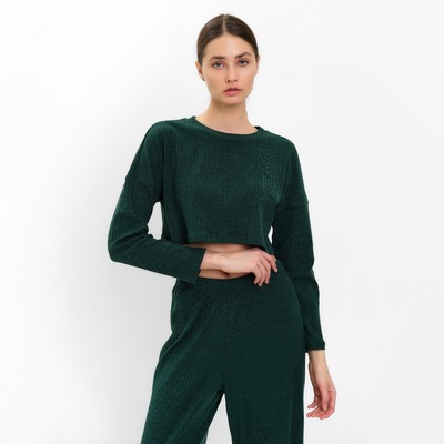 Костюм женский (лонгслив, брюки) MINAKU: Casual Collection, зелёный, размер 46