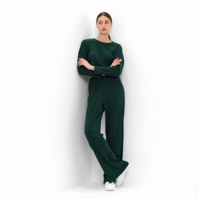 Костюм женский: лонгслив, брюки, MINAKU: Casual Collection, размер 48, зелёный