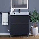 Тумба под раковину Uperwood Tanos, 70 см, напольная, черная матовая, 2 ящика - Фото 1