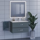 Тумба под раковину Uperwood Foster 80 см, подвесная, серый графит - Фото 7