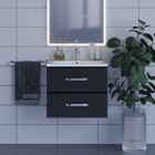 Тумба с раковиной Uperwood Foster 60 см, подвесная, черная - Фото 3