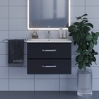 Тумба с раковиной Uperwood Foster 70 см, подвесная, черная - Фото 2