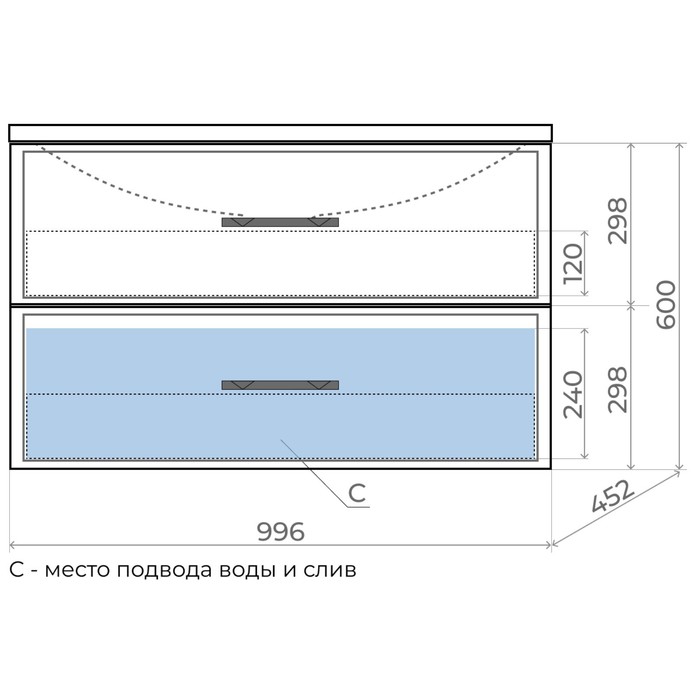 Тумба с раковиной Uperwood Foster 100 см, подвесная, черная