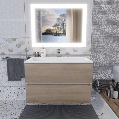 Тумба подвесная Uperwood, под раковину Uperwood Barsa 80, цвет белый/дуб сонома