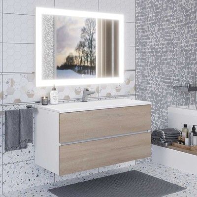 Тумба подвесная Uperwood, под раковину Uperwood Barsa, 100, цвет белый/дуб сонома