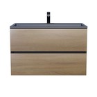 Тумба под раковину Uperwood Barsa, 80 см, подвесная, чёрная/дуб сонома - Фото 5
