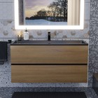 Тумба под раковину Uperwood Barsa, 100 см, подвесная, чёрная/дуб сонома - Фото 4