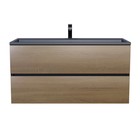 Тумба под раковину Uperwood Barsa, 100 см, подвесная, чёрная/дуб сонома - Фото 5