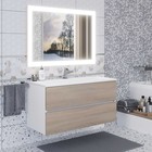 Тумба с раковиной Uperwood Barsa, 100 см, раковина белая, подвесная, белая/дуб сонома 9630556