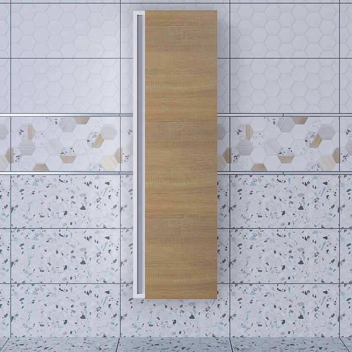 Шкаф - пенал подвесной Uperwood Barsa, 350×280×1200 мм, цвет белый/дуб сонома - Фото 1