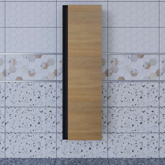 Шкаф - пенал подвесной Uperwood Barsa, 350×280×1200 мм, цвет чёрный/дуб сонома