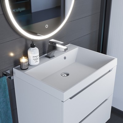 Раковина Uperwood Classic Quartz 60 см, кварцевая, белая матовая, жасмин