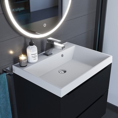 Раковина Uperwood Classic Quartz 60 см, кварцевая, белая матовая, жасмин